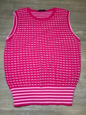 ZARA | pink and white sleeveless knit top